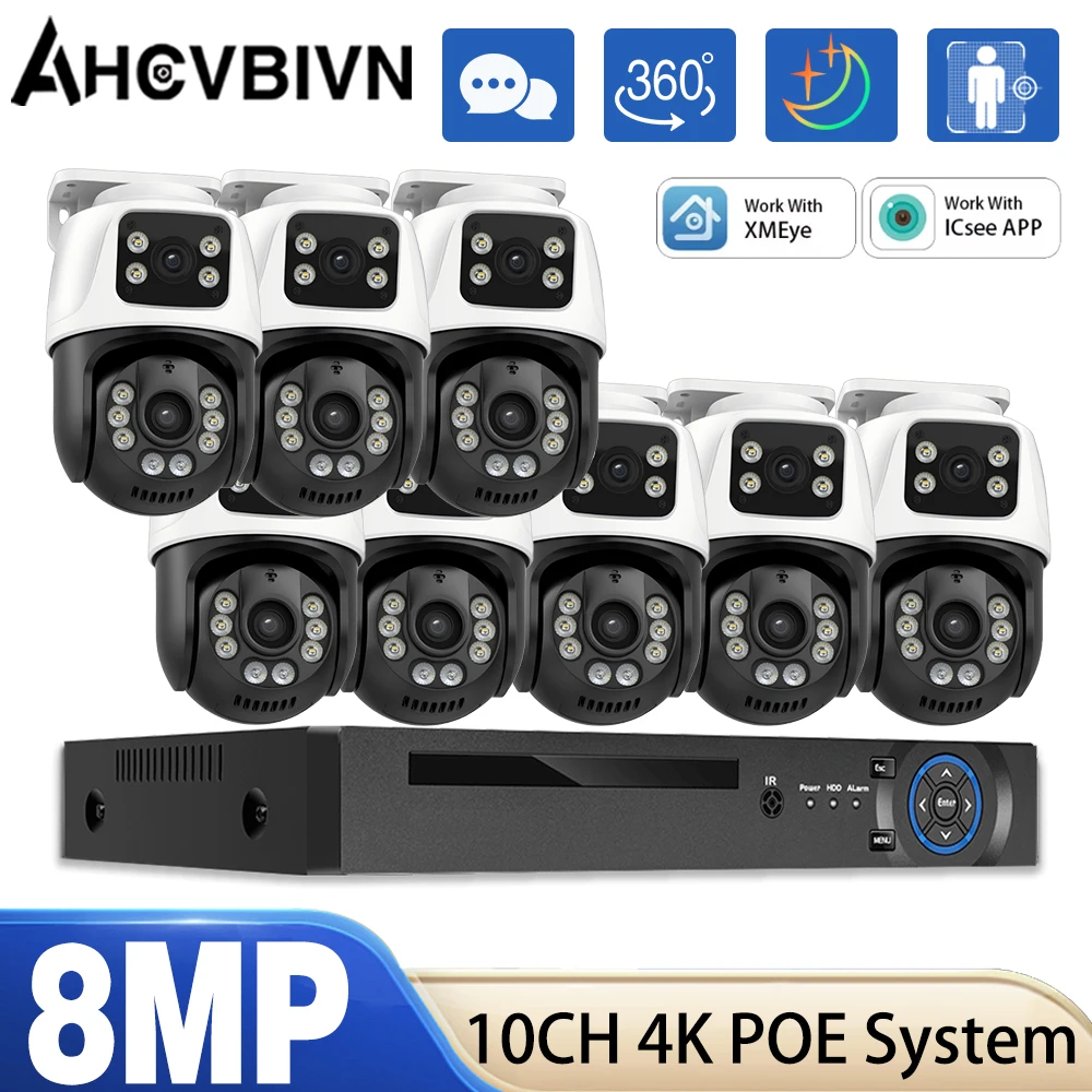 Xmeye APP 10CH POE Safety System with 6MP Dual Lens PTZ Camera Outdoor Automatic Tracking 4K NVR Kit Color Night Vision
Xmeye APP 10CH POE Safety System with 6MP Dual Lens PTZ Camera Outdoor Automatic Tracking 4K NVR Kit Color Night Vision
