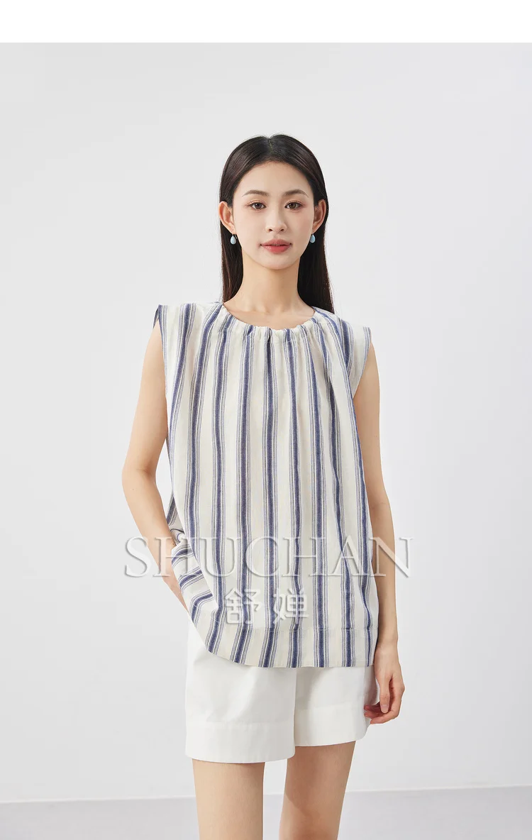 New Art Holiday Woven Stripe Thin 100% Cotton Round Neck Loose Sleeveless Shirt Tank Top Women Cute Blouse
New Art Holiday Woven Stripe Thin 100% Cotton Round Neck Loose Sleeveless Shirt Tank Top Women Cute Blouse