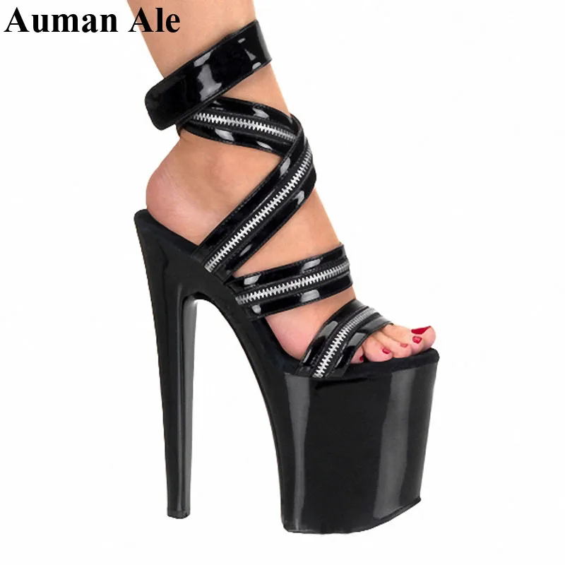Spring and summer new temperament stiletto heel strappy back sandals women's black patent leather 20cm high-heeled shoes
Spring and summer new temperament stiletto heel strappy back sandals women's black patent leather 20cm high-heeled shoes
