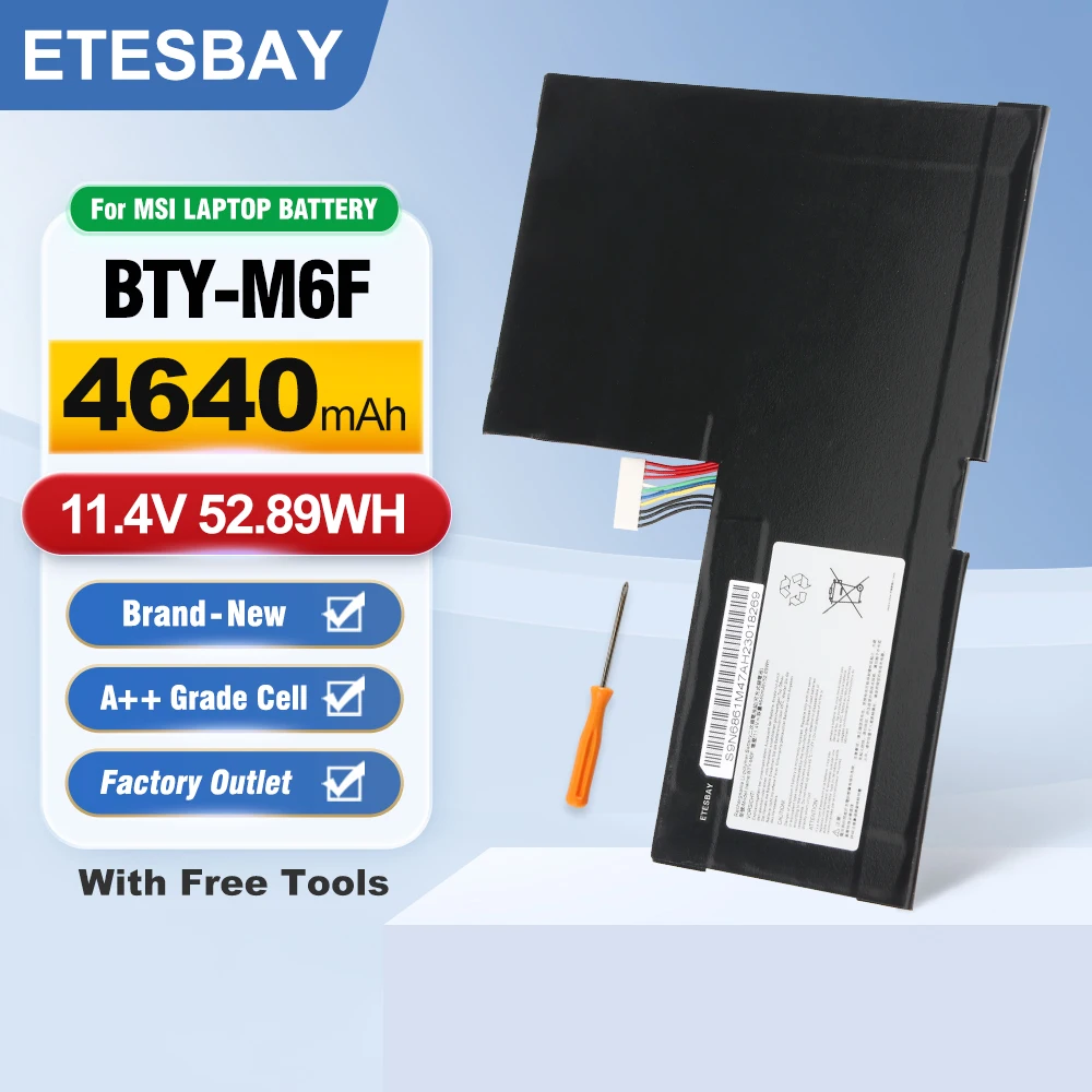 ETESBAY BTY-M6F 11.4V 4640mAh Laptop Battery For MSI GS60 MS-16H2 MS-16H4 2PL 6QE 2QE 2PE 2QC 2QD 6QC 6QC-257XCN Series
ETESBAY BTY-M6F 11.4V 4640mAh Laptop Battery For MSI GS60 MS-16H2 MS-16H4 2PL 6QE 2QE 2PE 2QC 2QD 6QC 6QC-257XCN Series