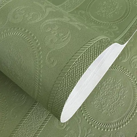 3D Green Embossed Peel and Stick Wallpaper Damask Textured Self Adhesive Wallpaper Modern Floral  Contact Paper for Living Room