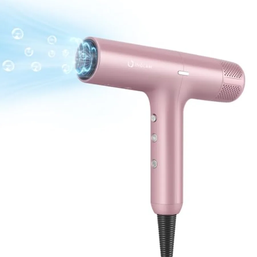 Travel hair dryer for women, ionic plastic rose pink dryer with diffuser, 1300W, LCD display, 3 temps 3 speeds, one-button cool
Travel hair dryer for women, ionic plastic rose pink dryer with diffuser, 1300W, LCD display, 3 temps 3 speeds, one-button cool