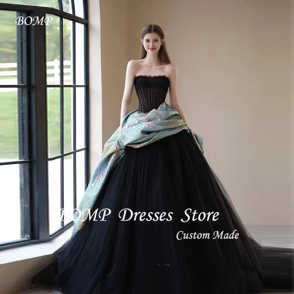 BOMP Black Gorgeous Formal Evening Dresses Korea Wedding Photo shoot Strapless Soft Tulle Special Occasion Gowns Customized
BOMP Black Gorgeous Formal Evening Dresses Korea Wedding Photo shoot Strapless Soft Tulle Special Occasion Gowns Customized