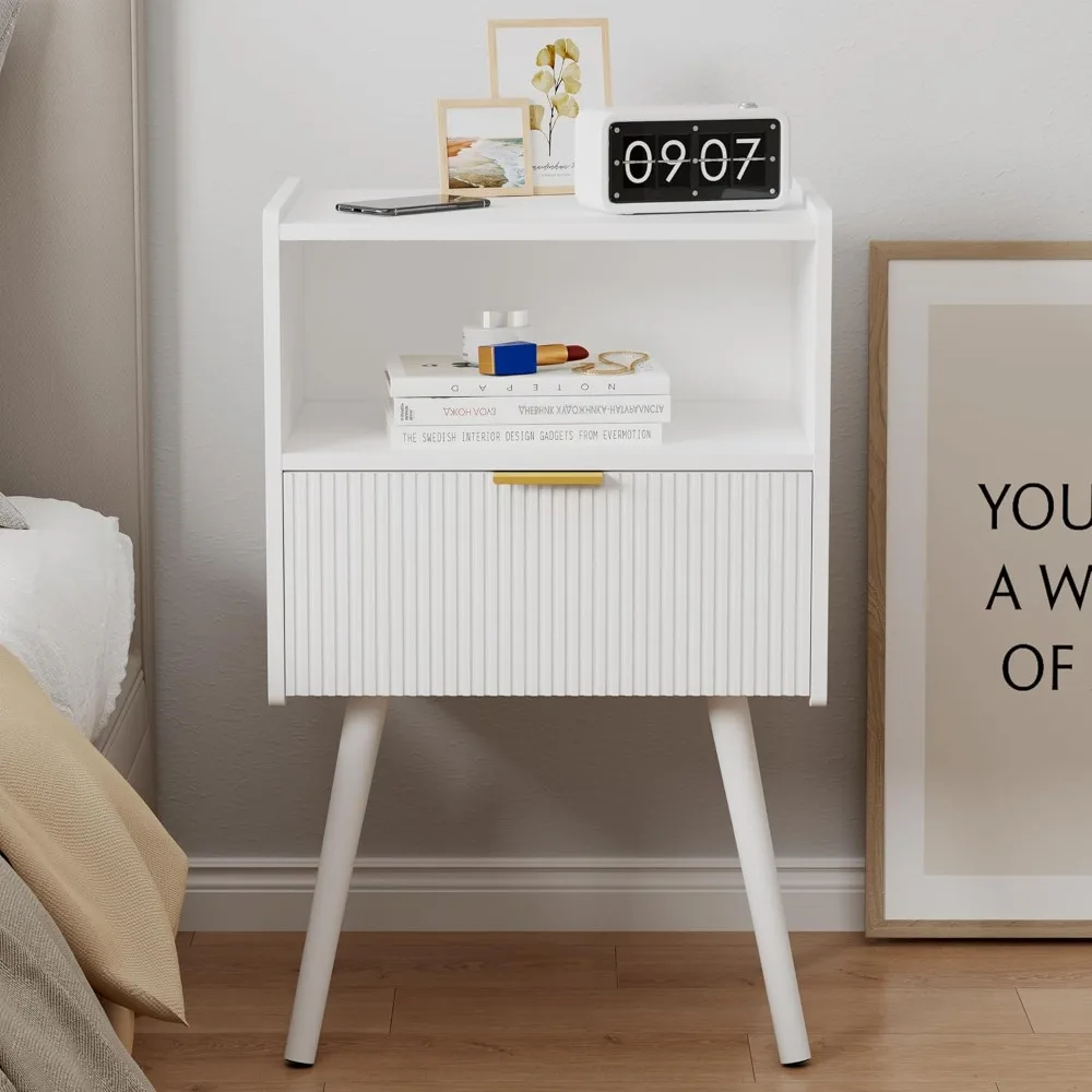 Modern Bedside Table with Storage Drawer and Open Wood Shelf, for Living Room, Bedroom and Small Spaces, Easy Assembly
Modern Bedside Table with Storage Drawer and Open Wood Shelf, for Living Room, Bedroom and Small Spaces, Easy Assembly
