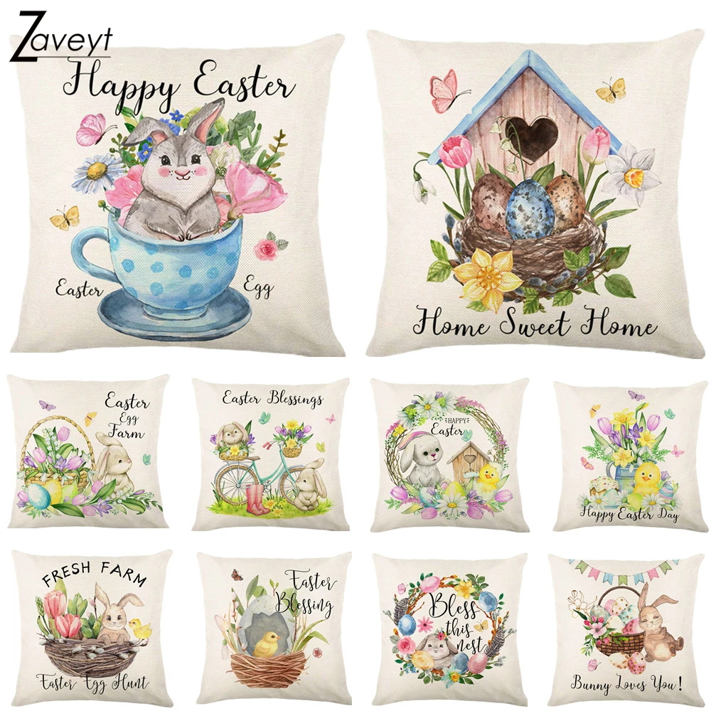 Cute Cartoon Rabbit Easter Day Decoration Throw Cushion Cover Bunny Easter Egg Letter Spring Flower Linen Pillowcase 45*45CM
Cute Cartoon Rabbit Easter Day Decoration Throw Cushion Cover Bunny Easter Egg Letter Spring Flower Linen Pillowcase 45*45CM