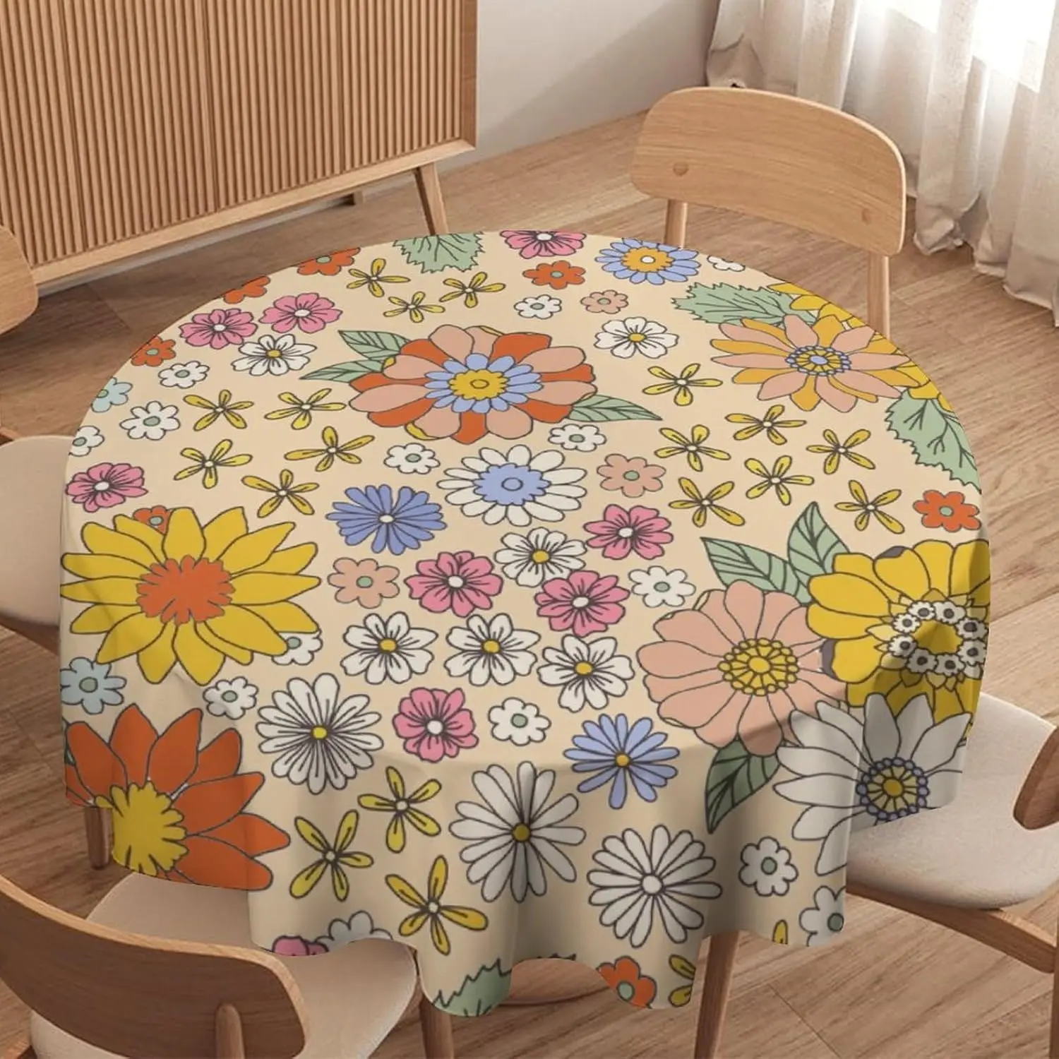Retro Colorful 70s Boho Floral Circle Tablecloth - Vintage Hippie Groovy Flower Country Garden Waterproof Cover
Retro Colorful 70s Boho Floral Circle Tablecloth - Vintage Hippie Groovy Flower Country Garden Waterproof Cover
