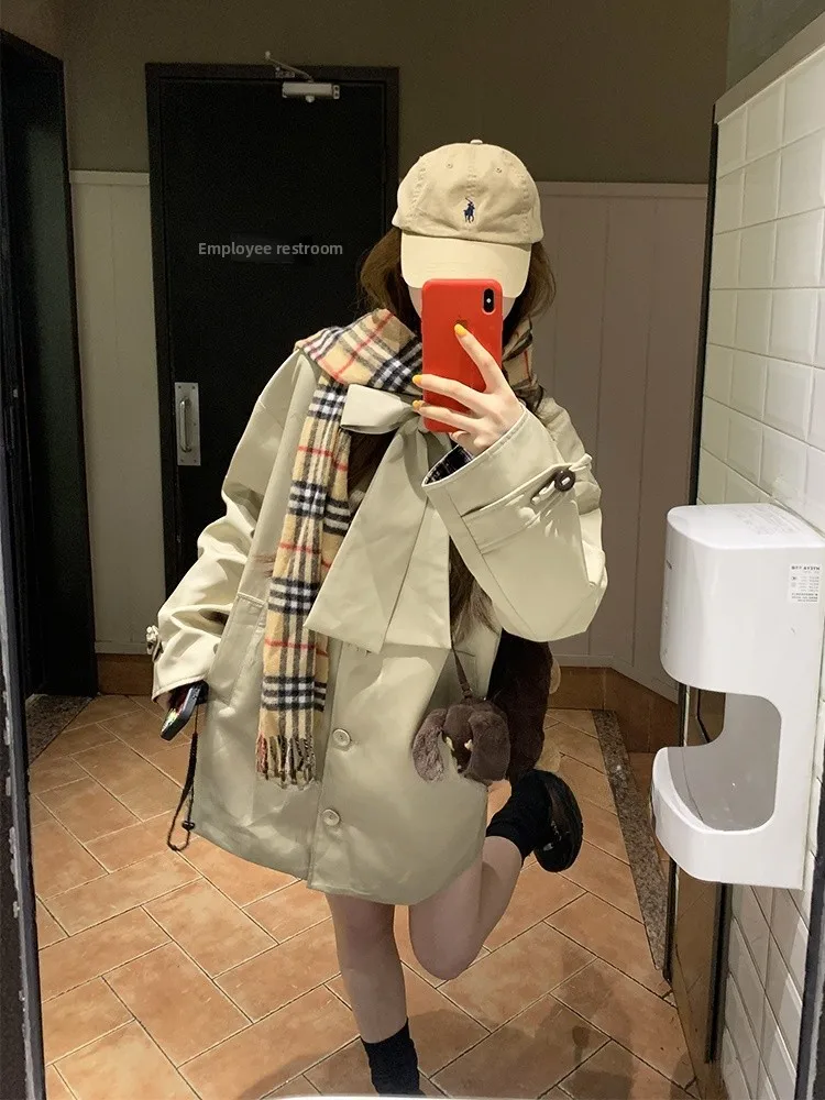 Khaki Plaid Splicing Vintage Knot Sle Loose Mid-Length Coat Early Autumn College Streetwear Faion Outerwear
Khaki Plaid Splicing Vintage Knot Sle Loose Mid-Length Coat Early Autumn College Streetwear Faion Outerwear