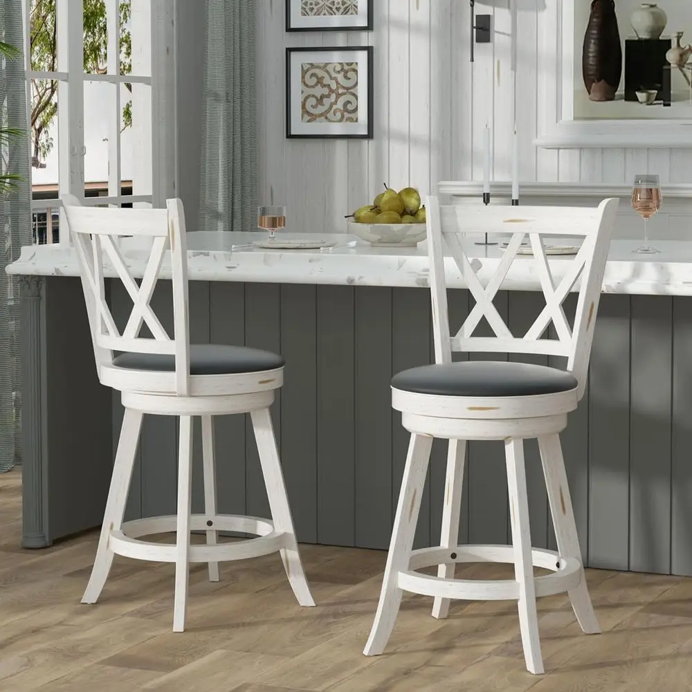 Counter Height Swivel Bar Stools - High Back Swivel Counter Stools with Upholstered Seat & Solid Wood Footrest, Counter Bar Chai
Counter Height Swivel Bar Stools - High Back Swivel Counter Stools with Upholstered Seat & Solid Wood Footrest, Counter Bar Chai