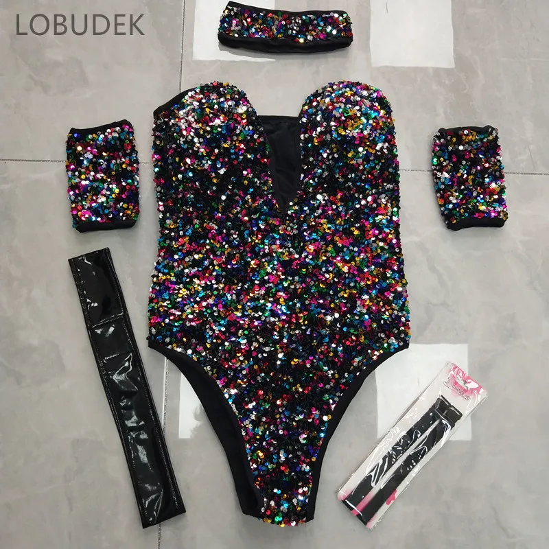 Red Sequins Bodysuit Sexy Women Dancer Team Nightclub Bar Costume V-neck Sleeveless DJ Singer Performance Stage Wear
Red Sequins Bodysuit Sexy Women Dancer Team Nightclub Bar Costume V-neck Sleeveless DJ Singer Performance Stage Wear