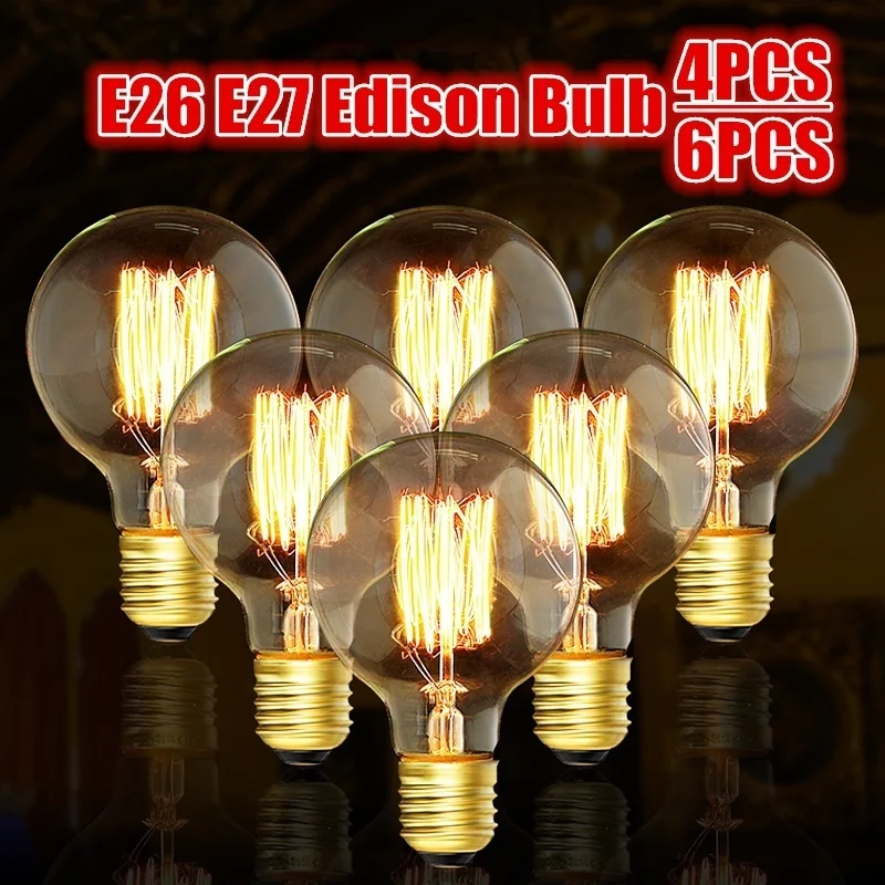 4/6Pcs E27/E26 G80 Vintage Retro Edison Style Filament Globe Bulb Light Lamp Antique Edison Bulb Lamp 40W 220V
4/6Pcs E27/E26 G80 Vintage Retro Edison Style Filament Globe Bulb Light Lamp Antique Edison Bulb Lamp 40W 220V