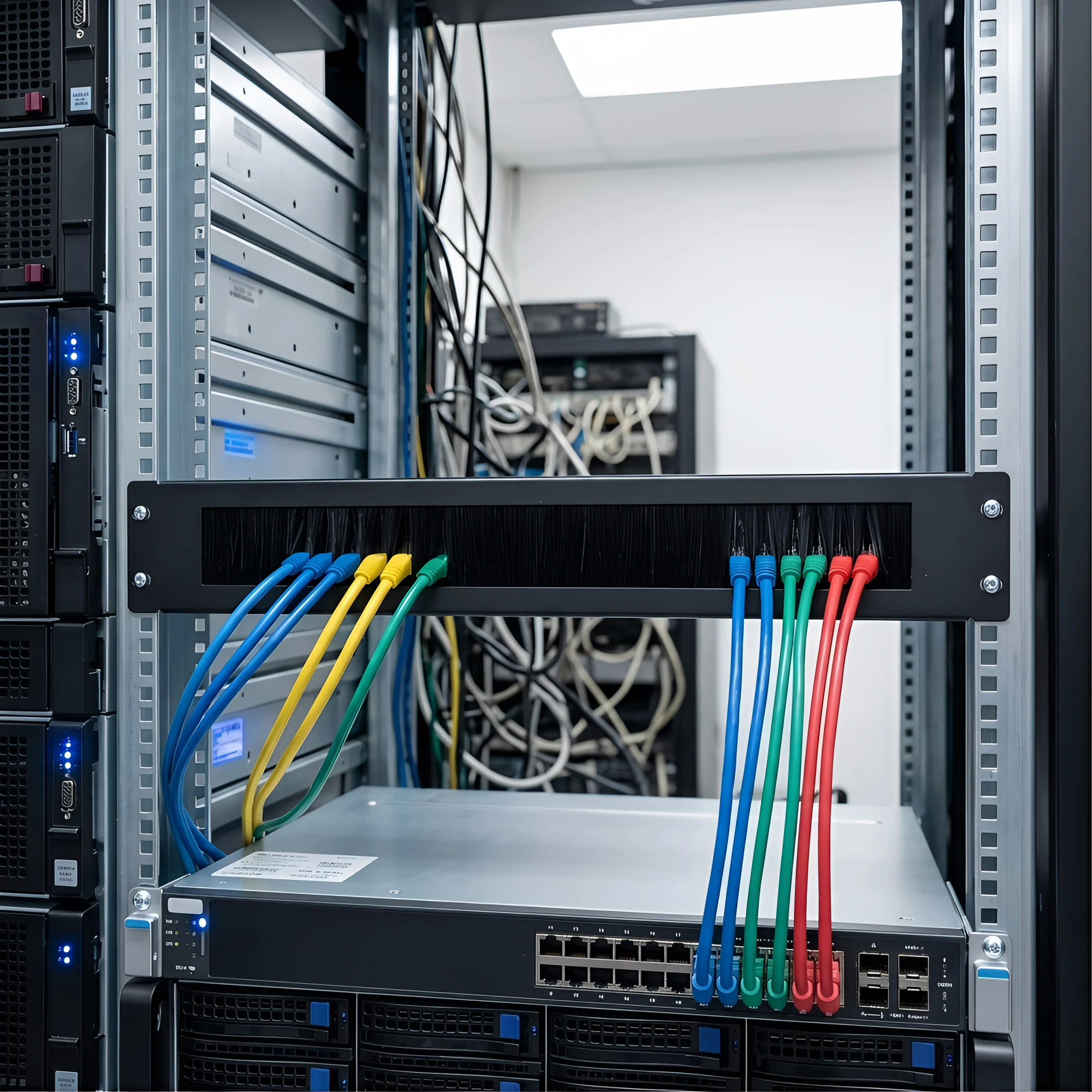 1/2PCS 1U/2U High-density Rack Mount Cable Management Panel with Brush Strip Cable Management Panel For 19-Inch Rack
1/2PCS 1U/2U High-density Rack Mount Cable Management Panel with Brush Strip Cable Management Panel For 19-Inch Rack