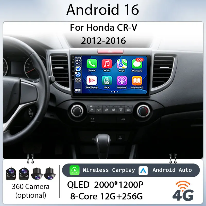 for Honda CR‑V 2012‑2016 9" Android 16 IPS HD Head Unit Kit Touch Screen Wireless CarPlay GPS Navi BT WiFi Multimedia Kit Audio
for Honda CR‑V 2012‑2016 9" Android 16 IPS HD Head Unit Kit Touch Screen Wireless CarPlay GPS Navi BT WiFi Multimedia Kit Audio
