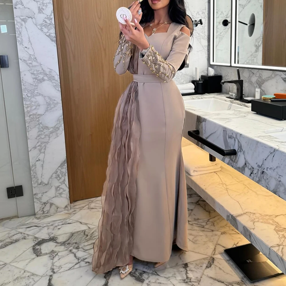 Customized Jersey A-Line Sashes Crystal and Ruffles Evening Dress Floor Length Long Sleeves Panel Train Photo Color Mo
Customized Jersey A-Line Sashes Crystal and Ruffles Evening Dress Floor Length Long Sleeves Panel Train Photo Color Mo