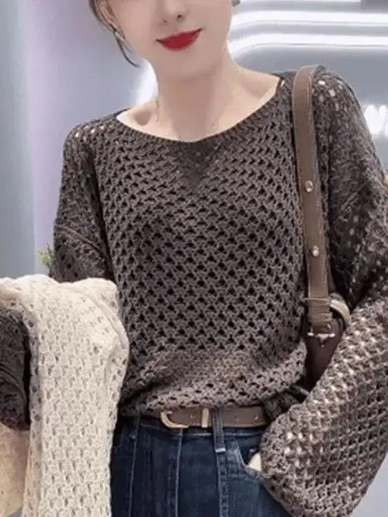 Spring Summer New Design Long Sleeve Hollow out Knitted Top Women's Loose Ageless Slimming Personality Cover up Trendy
Spring Summer New Design Long Sleeve Hollow out Knitted Top Women's Loose Ageless Slimming Personality Cover up Trendy