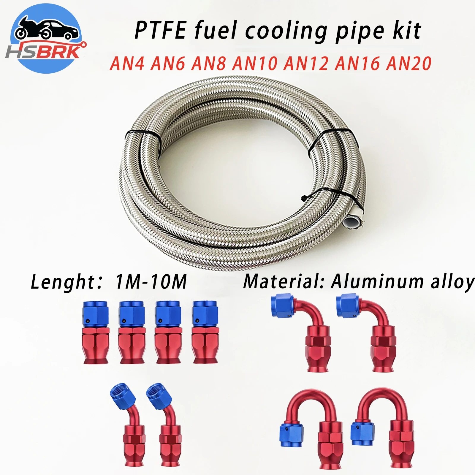 1M-10M PTFE Braided Fuel Cooling Hose Kit AN4-AN20 Oil Cooler Line with 10 Angle Fittings for Modified Fuel System
1M-10M PTFE Braided Fuel Cooling Hose Kit AN4-AN20 Oil Cooler Line with 10 Angle Fittings for Modified Fuel System