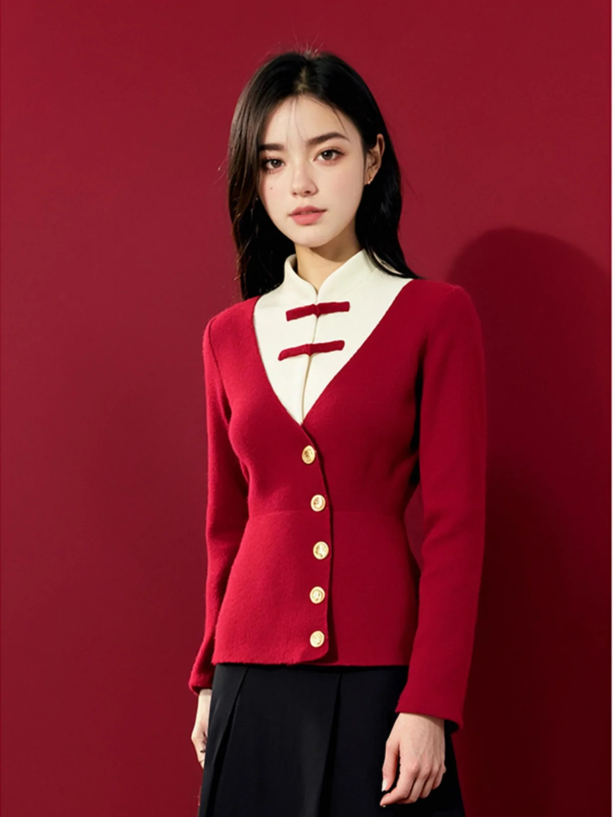 Red Knitted Sweater Women's Faionable Chinese Sle Fake Two-Piece Winter 2024 Long Sve Stand Collar Single Button Closure
Red Knitted Sweater Women's Faionable Chinese Sle Fake Two-Piece Winter 2024 Long Sve Stand Collar Single Button Closure