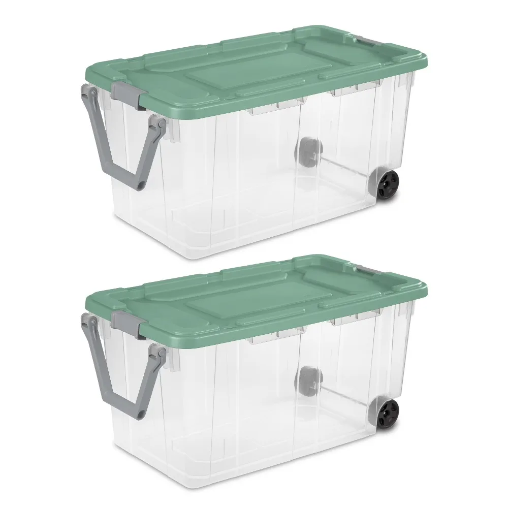 Sterilite 160 Quart Wheeled Storage Box, Extra Large Durable Clear Plastic Bin, Latch Lid, Lt Green, 2 Count
Sterilite 160 Quart Wheeled Storage Box, Extra Large Durable Clear Plastic Bin, Latch Lid, Lt Green, 2 Count