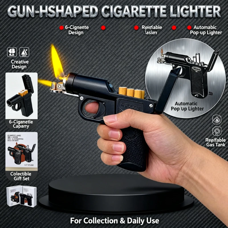 New Hand-Reproduced Pistol-Shaped Cigarette Case Lighter - Dual-Use, Creative Personality, Fun Gadget & Premium Men’s Gift
New Hand-Reproduced Pistol-Shaped Cigarette Case Lighter - Dual-Use, Creative Personality, Fun Gadget & Premium Men’s Gift