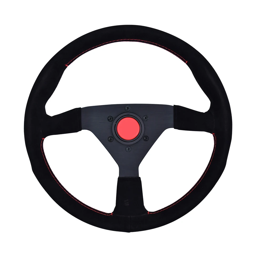 Black Suede Leather 350mm 14 Inch Classic Steering Wheel No Hole Flat Bracket Modified Steering Wheel With Red Horn Button
Black Suede Leather 350mm 14 Inch Classic Steering Wheel No Hole Flat Bracket Modified Steering Wheel With Red Horn Button