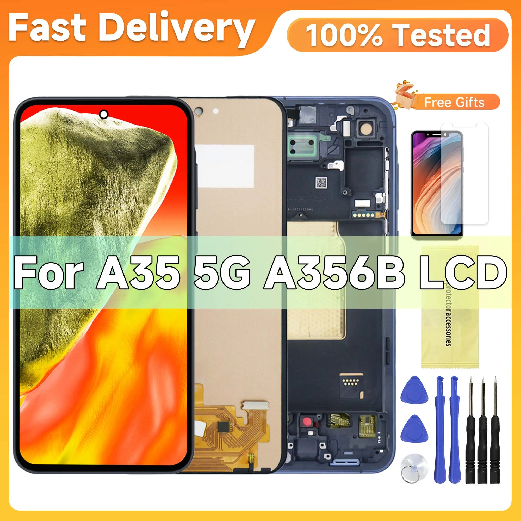 AMOLED For Samsung A35 A356B A356E A356U LCD Display Touch Screen with Frame, For Samsung A35 5G LCD
AMOLED For Samsung A35 A356B A356E A356U LCD Display Touch Screen with Frame, For Samsung A35 5G LCD