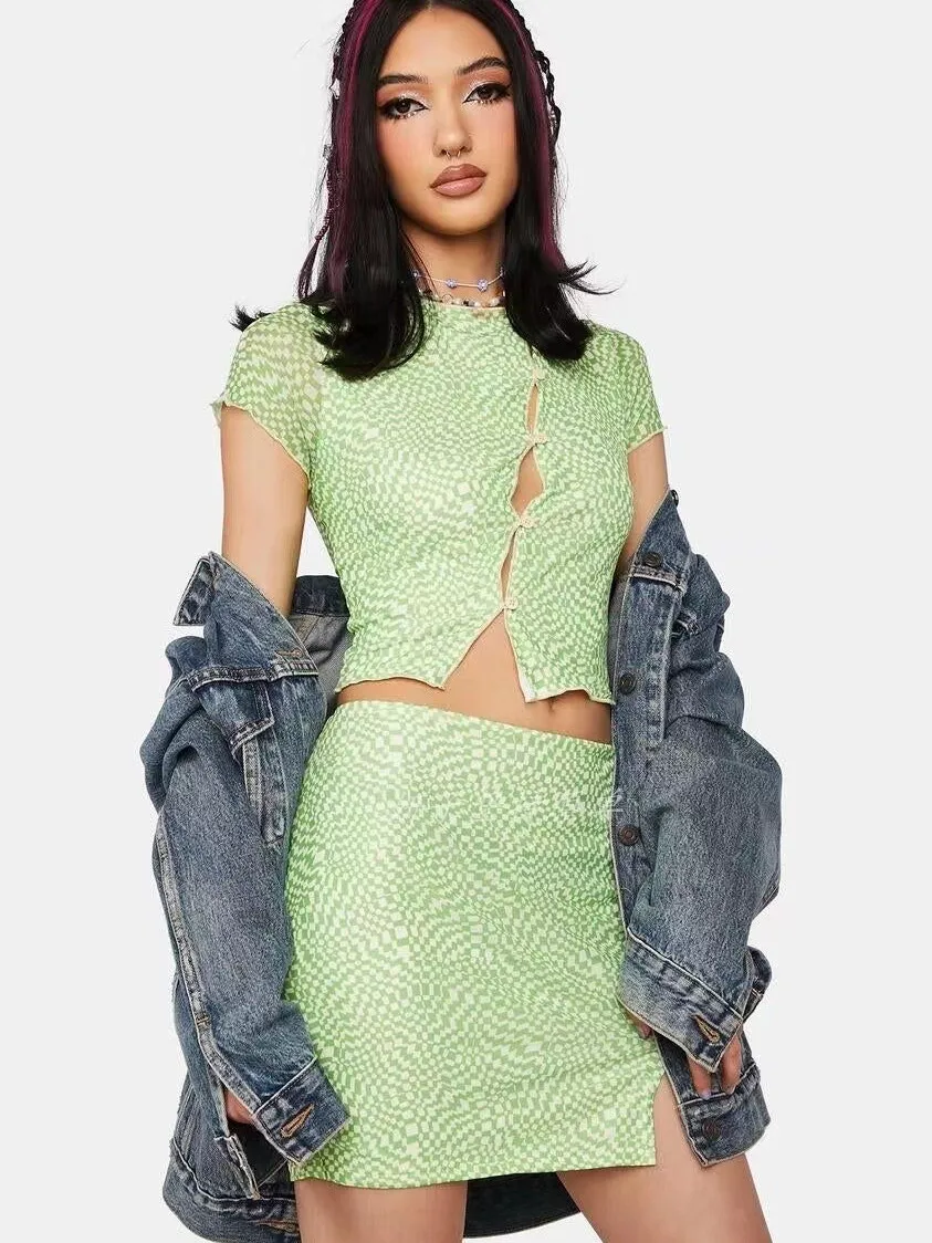 Dolls Kill Irregular Plaid Hollow out Sexy Skirt Set Women's Fashion Summer Outfit Short Waist Exposure Chic Style
Dolls Kill Irregular Plaid Hollow out Sexy Skirt Set Women's Fashion Summer Outfit Short Waist Exposure Chic Style