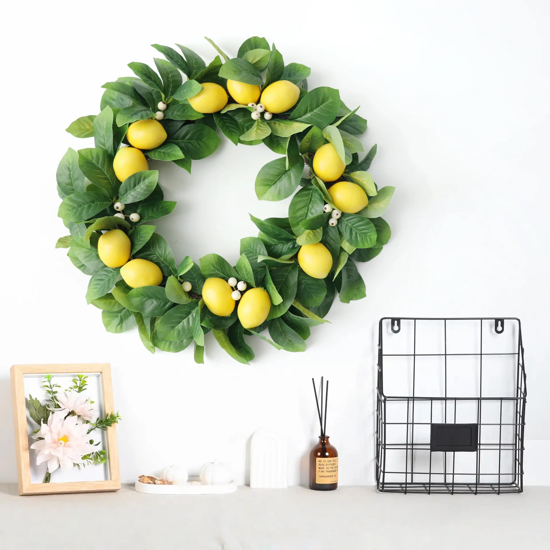 18" Artificial Lemon & Green Leaf Wreath, Summer Fruit Wreath with Berries for Front Door Home & Party Decor
18" Artificial Lemon & Green Leaf Wreath, Summer Fruit Wreath with Berries for Front Door Home & Party Decor