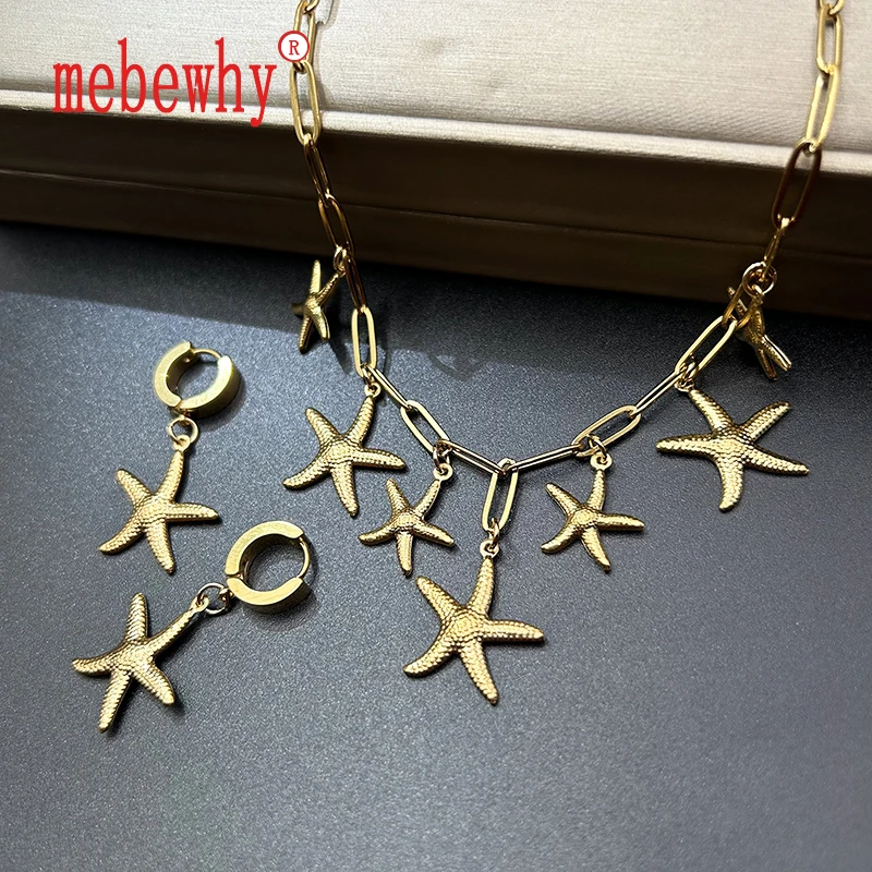 Original Design Stainless Steel Starfish Pendant Necklace Earrings Set for Women Charm Fashion Exquisite Jewelry Party Gifts
Original Design Stainless Steel Starfish Pendant Necklace Earrings Set for Women Charm Fashion Exquisite Jewelry Party Gifts