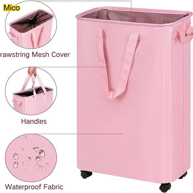 Foldable Laundry Basket with Wheels, Waterproof Drawstring Dirty Clothes Storage Bin for Bedroom Bathroom
Foldable Laundry Basket with Wheels, Waterproof Drawstring Dirty Clothes Storage Bin for Bedroom Bathroom