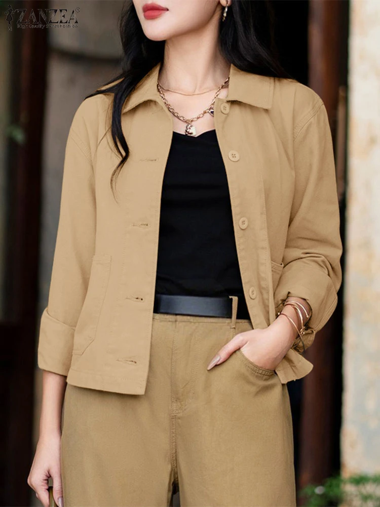 ZANZEA, модные куртки, женские элегантные пальто, осень 2022, однотонные пальто с длинными рукавами и лацканами, офисные уличные рубашки 
ZANZEA, модные куртки, женские элегантные пальто, осень 2022, однотонные пальто с длинными рукавами и лацканами, офисные уличные рубашки