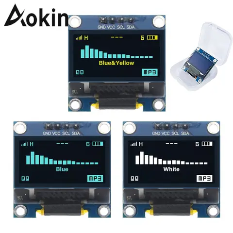 0.96" Inch OLED Display Screen Module SSD1306 I2C IIC SPI Serial 128x64 3.3V-5V Blue/blue Yellow/White for Arduino ESP32 ESP8266