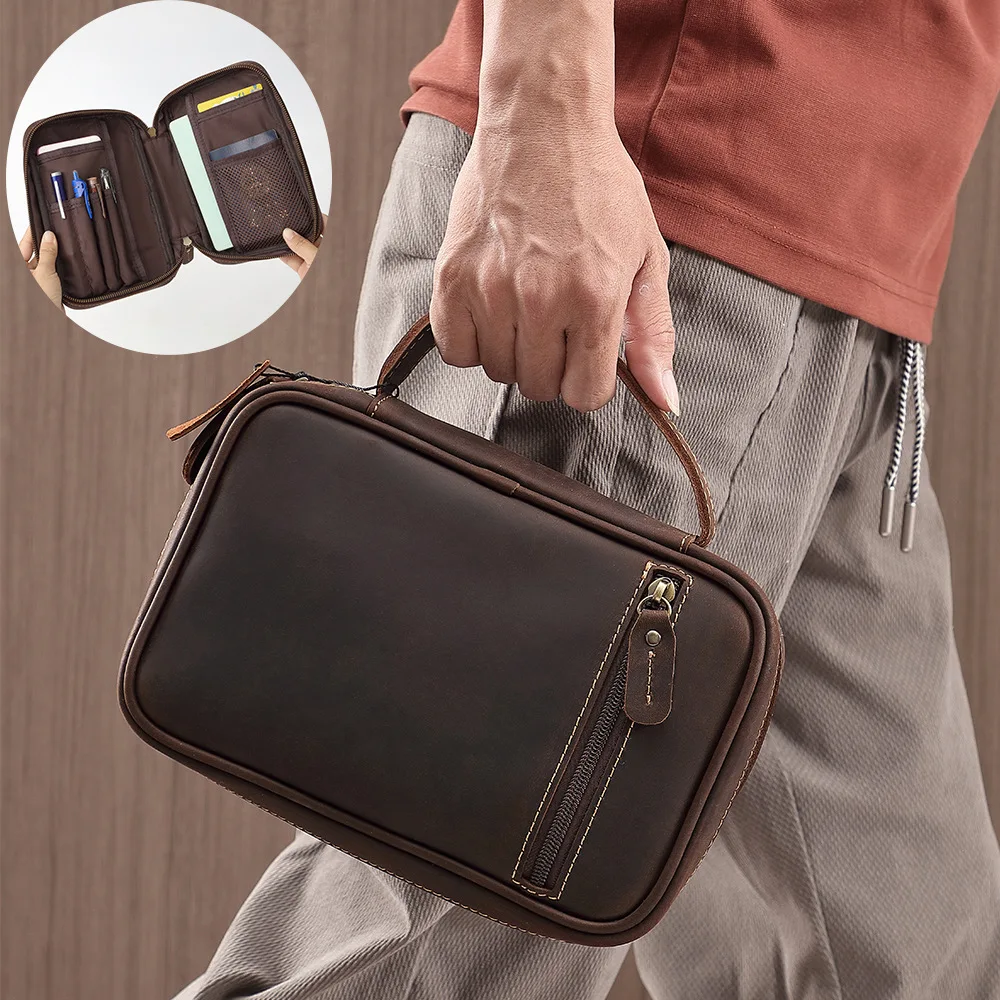 YL-18S-611 Head Layer Cowhide Leather Hand-held Storage Bag, Crazy Horse Leather Outdoor ID Passport Bag
YL-18S-611 Head Layer Cowhide Leather Hand-held Storage Bag, Crazy Horse Leather Outdoor ID Passport Bag