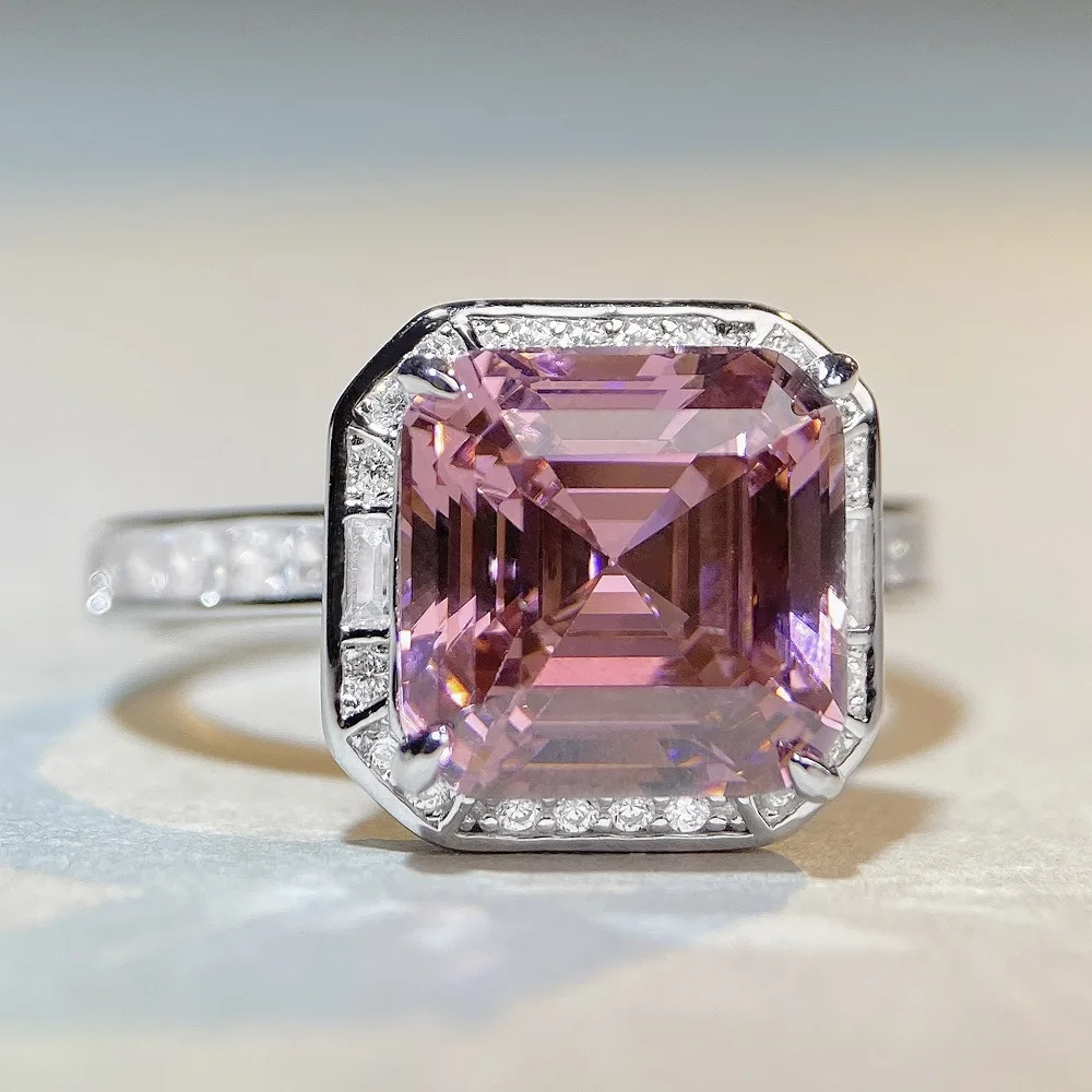S925 Pure Silver Pink Diamond Ring Women's Rouge Deep Pink Tourmaline Color Treasure Ring Full Diamond Square Package
S925 Pure Silver Pink Diamond Ring Women's Rouge Deep Pink Tourmaline Color Treasure Ring Full Diamond Square Package