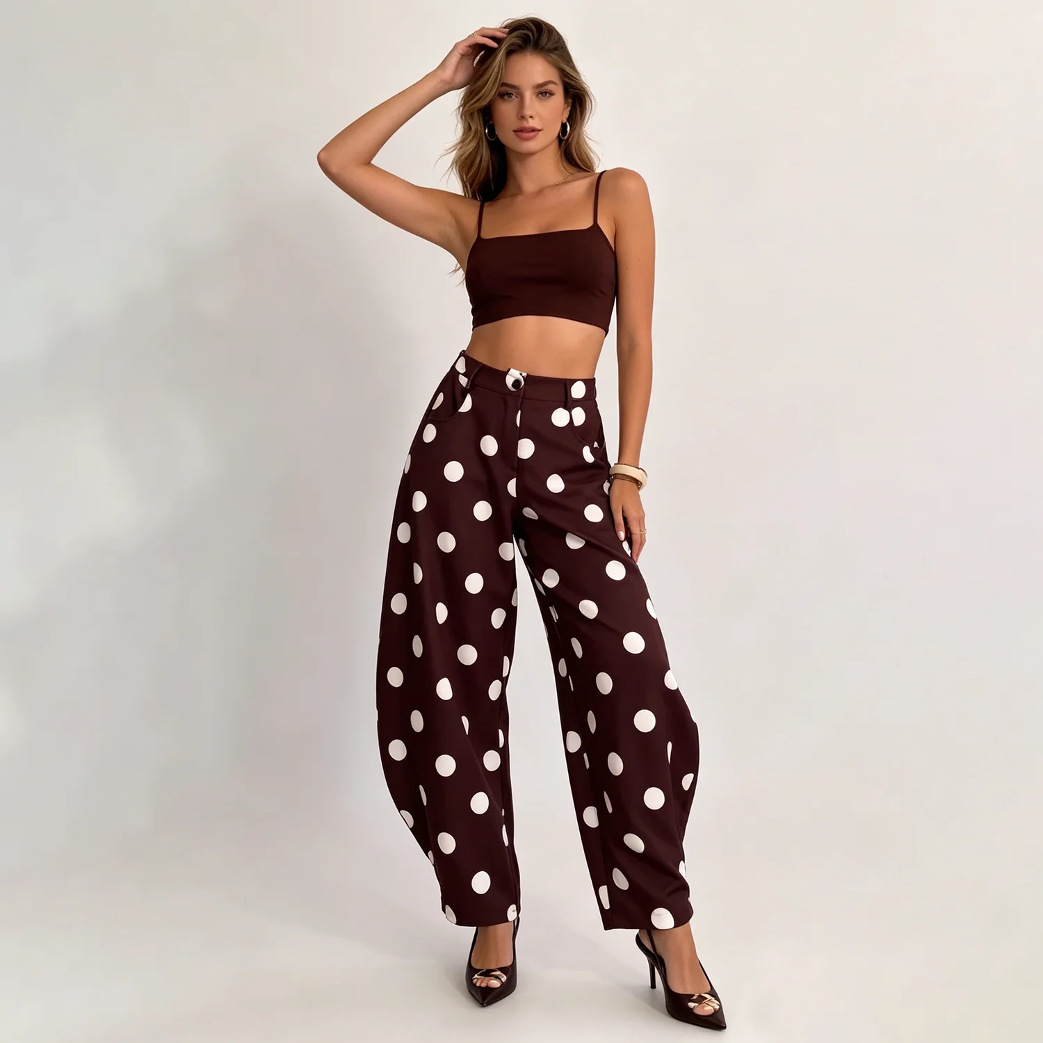 LIMO 2026 New Arrival Women's Polka Dot Pants High Waist Loose Wide Leg Trousers
LIMO 2026 New Arrival Women's Polka Dot Pants High Waist Loose Wide Leg Trousers
