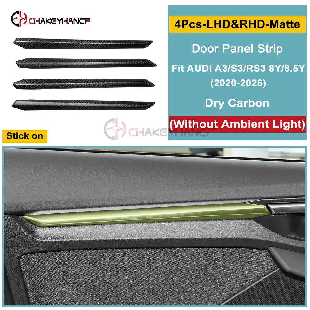 For Audi A3 8Y 8.5Y S3 RS3 2020-2026 Real Carbon Fiber Door Trim Cover With/Without Ambient Light Door Panel Strip Kit 4Pcs
For Audi A3 8Y 8.5Y S3 RS3 2020-2026 Real Carbon Fiber Door Trim Cover With/Without Ambient Light Door Panel Strip Kit 4Pcs