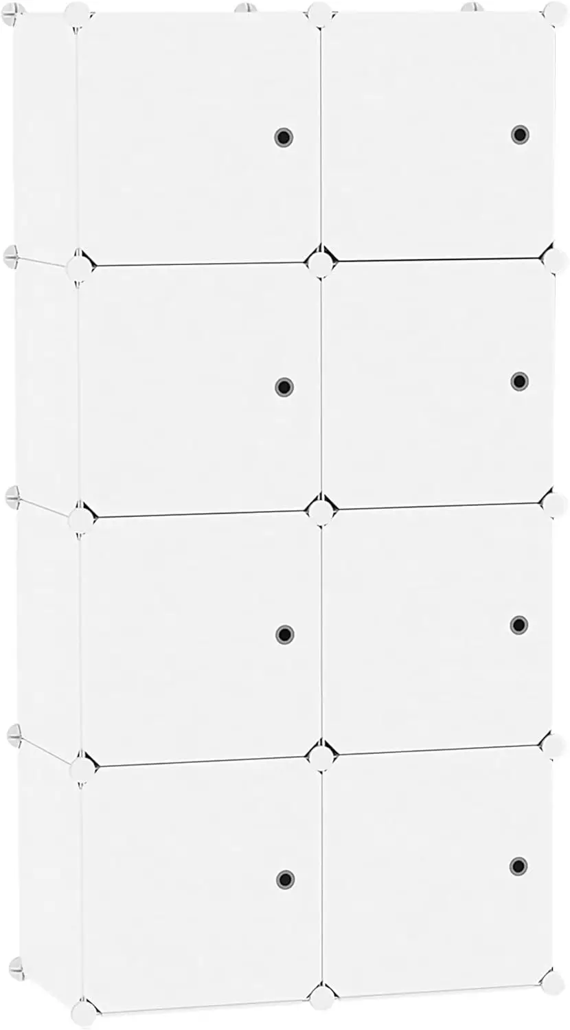 8-Cube Storage Organizer with Doors, DIY Plastic Shelf, 24.8' L × 12.4' W × 48.4' H, Milky UGSHS3008M
8-Cube Storage Organizer with Doors, DIY Plastic Shelf, 24.8' L × 12.4' W × 48.4' H, Milky UGSHS3008M