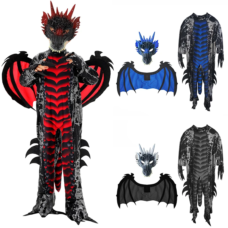 Festival Kids Outfits Halloween Cosplay Devil Dinosaur Performance Costume Mask + Jumpsuit + Wing Carnival Children's Clothing
Festival Kids Outfits Halloween Cosplay Devil Dinosaur Performance Costume Mask + Jumpsuit + Wing Carnival Children's Clothing