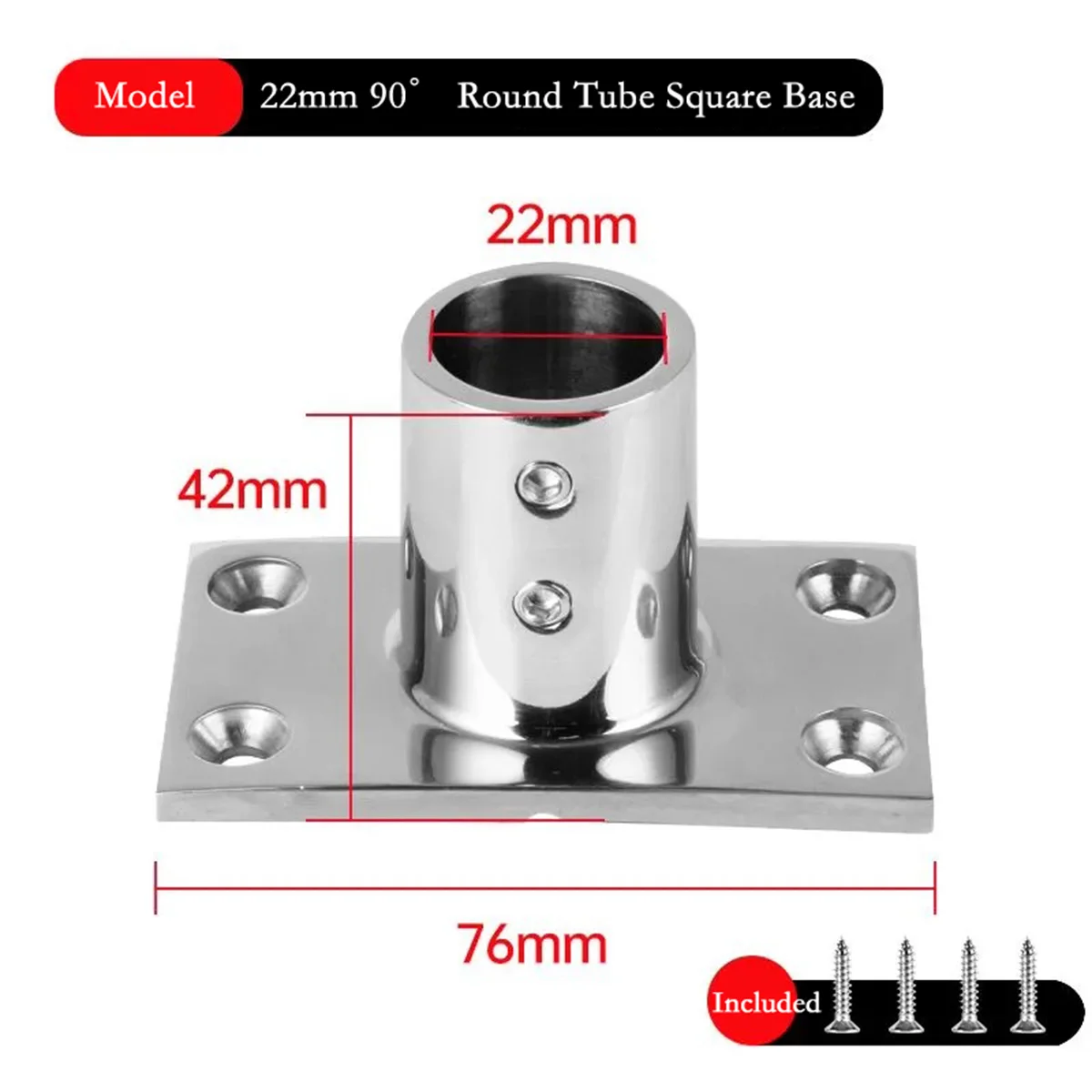 316 Stainless Steel 90° Round Tube Base, Marine Railing & Handrail Square Base, Deck Mounting Hardware, Yacht Accessories
316 Stainless Steel 90° Round Tube Base, Marine Railing & Handrail Square Base, Deck Mounting Hardware, Yacht Accessories