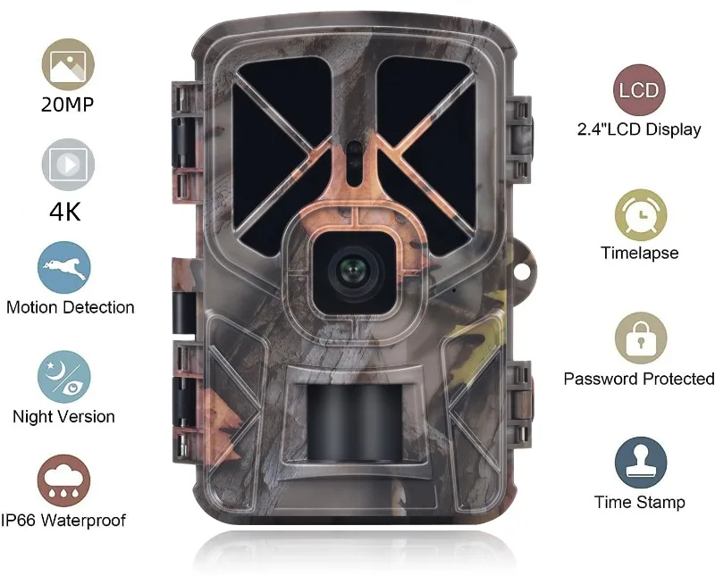 Outdoor Wildlife Camera Video 50MP 4K Night Vision Motion Activated Trail Camera IP66 Waterproof Garden Camera Trap Game Cam
Outdoor Wildlife Camera Video 50MP 4K Night Vision Motion Activated Trail Camera IP66 Waterproof Garden Camera Trap Game Cam