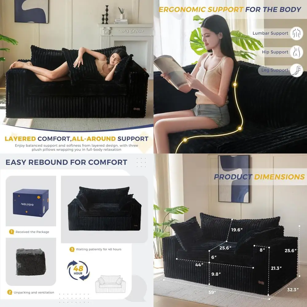 Компактный диван-мешок 59 Bean Bag, двухместный, в коробке, обитый мини-диван, глубокое сиденье, для гостиной/спальни, простая сборка, черный
Компактный диван-мешок 59 Bean Bag, двухместный, в коробке, обитый мини-диван, глубокое сиденье, для гостиной/спальни, простая сборка, черный