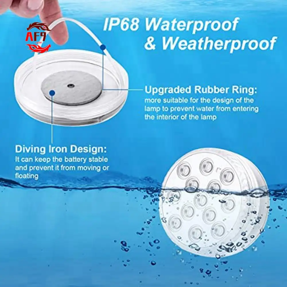 AF90-Pool Lights Submersible LED Lights With RF Remote,13 LED Waterproof Underwater Light With Magnets Suction Cups 2Pack
AF90-Pool Lights Submersible LED Lights With RF Remote,13 LED Waterproof Underwater Light With Magnets Suction Cups 2Pack