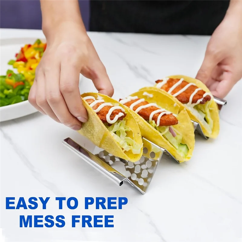 ABAG Taco Holders Set Of 6, Stainless Steel Taco Holder Stand, Stylish Taco Shell Holders, Each Metal Taco Stands For 3 Tacos
ABAG Taco Holders Set Of 6, Stainless Steel Taco Holder Stand, Stylish Taco Shell Holders, Each Metal Taco Stands For 3 Tacos