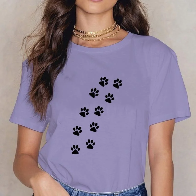 Cute Dog Paw Print Pattern T-Shirt Women Short Sleeve Funny Round Neck T-Shirt Casual Summer Tops
Cute Dog Paw Print Pattern T-Shirt Women Short Sleeve Funny Round Neck T-Shirt Casual Summer Tops