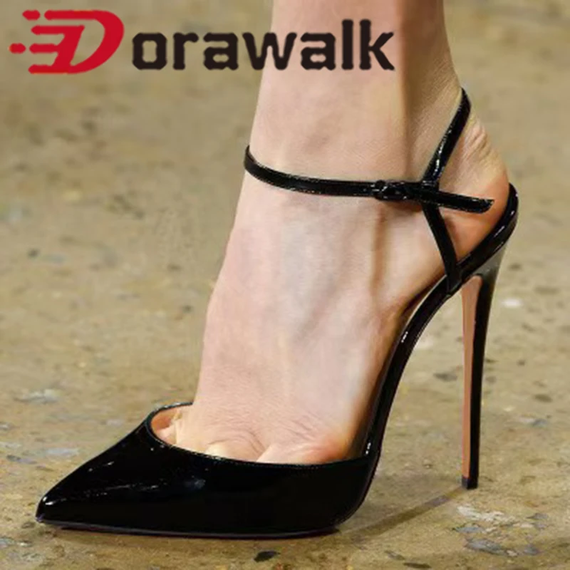 12cm Shiny Black Ankle Strap Summer Sandal Woman High Heel Glossy Patent Pointed Toe Stripper Holiday Ladies OL Slingback Shoes
12cm Shiny Black Ankle Strap Summer Sandal Woman High Heel Glossy Patent Pointed Toe Stripper Holiday Ladies OL Slingback Shoes