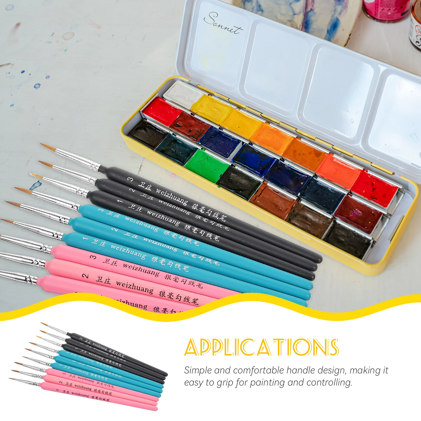 9Pcs Detail Paint Brush Set Fine Tip Lightweight Wood Handle for Acrylic Watercolor Oil Painting Miniature Art Painting Brushes
9Pcs Detail Paint Brush Set Fine Tip Lightweight Wood Handle for Acrylic Watercolor Oil Painting Miniature Art Painting Brushes
