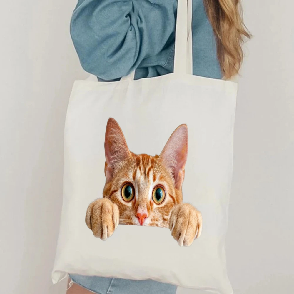 Cute Peeking Cat Print White Canvas Tote Bag, Women Shoulder Bag, Adorable Pet Handbag for Casual Wear
Cute Peeking Cat Print White Canvas Tote Bag, Women Shoulder Bag, Adorable Pet Handbag for Casual Wear