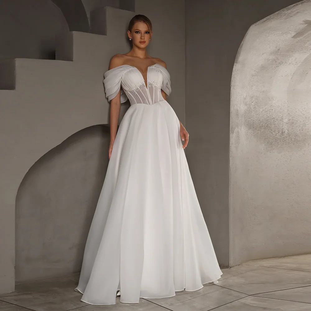 Customized Elegant Off-Shoulder Organza Wedding Party Dress A-line Backless Long Bridal Gown with Sequins Lace Vestidos De Novia
Customized Elegant Off-Shoulder Organza Wedding Party Dress A-line Backless Long Bridal Gown with Sequins Lace Vestidos De Novia