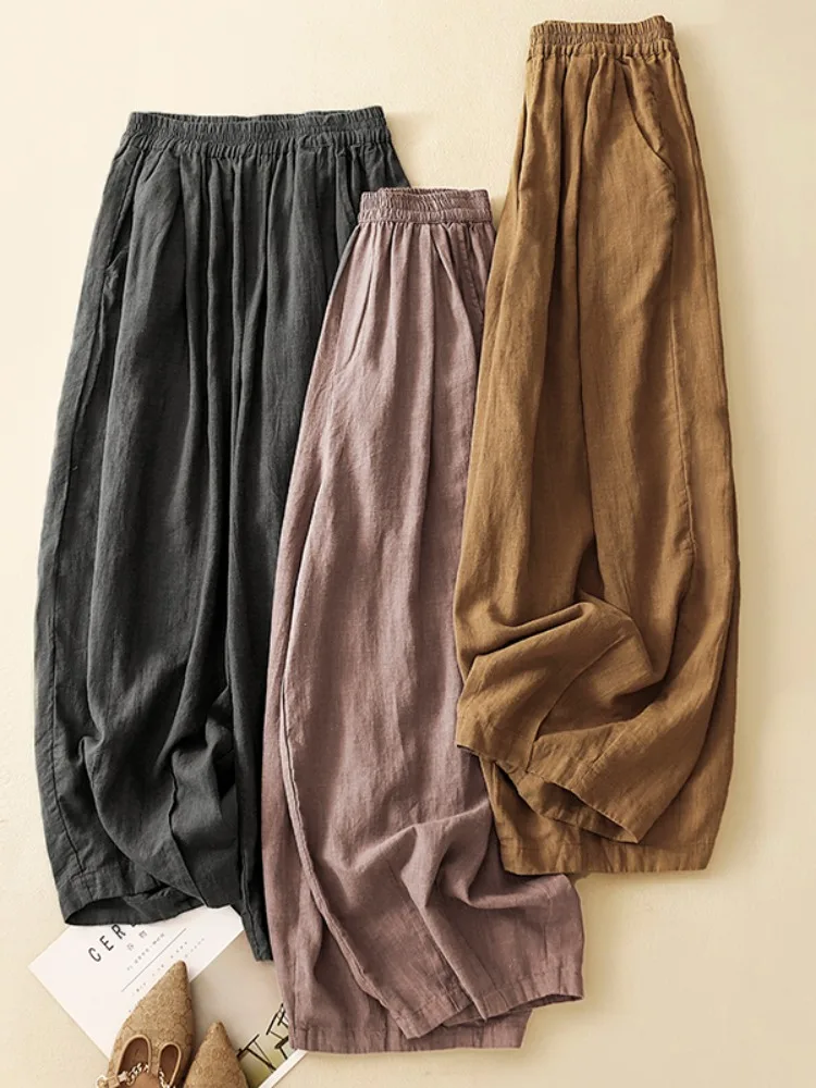 High Waist Cotton Linen Women's Casual Pants Loose Fit Summer Thin Elastic Waist Large Size Comfortable Long Trousers
High Waist Cotton Linen Women's Casual Pants Loose Fit Summer Thin Elastic Waist Large Size Comfortable Long Trousers