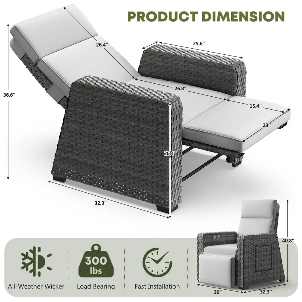 3Pieces Outdoor Recliners with Independent DualControl, 150 LayFlat Wicker Patio Armchair with Air Pump, FlipUp Side Table, Ext
3Pieces Outdoor Recliners with Independent DualControl, 150 LayFlat Wicker Patio Armchair with Air Pump, FlipUp Side Table, Ext