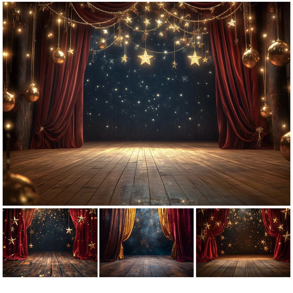 Red Curtain Stage Circus Tent Photography Backdrop Wood Floor Golden Shiny Stars Kids Birthday Party Photocall Background Banner
Red Curtain Stage Circus Tent Photography Backdrop Wood Floor Golden Shiny Stars Kids Birthday Party Photocall Background Banner