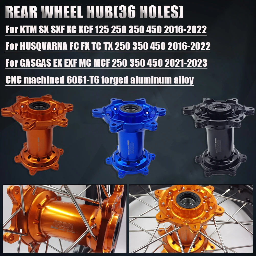 For KTM HUSQVARNA GASGAS 2016-2023 Motorcycle Rear Wheel Hub 36 Holes Rims Spokes SX SXF XC XCF FC FX TC TX EX EXF MC MCF 250
For KTM HUSQVARNA GASGAS 2016-2023 Motorcycle Rear Wheel Hub 36 Holes Rims Spokes SX SXF XC XCF FC FX TC TX EX EXF MC MCF 250